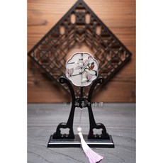 公主的夢中婚禮 女神扇子 媽祖手工繡扇 拜臨水夫人 九天玄女 地母娘娘 王母娘娘 胭脂水粉 迷你扇 神尊 拜拜, 1個, A精美繡扇（贈送手帕)