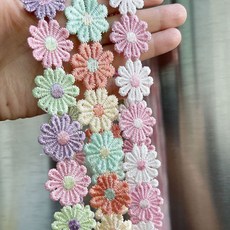 데이지레이스 1마부터 꽃자수 플라워레이스 꽃줄 헤어악세사리 리폼재료, 화이트베이지, 1개, 화이트베이지