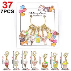 고양이 뜨개질 스티치 마커 금속 동물 에나멜 매력 크로 셰 뜨개질 잠금 뜨개질 마커 봉제 액세서리, 13 37