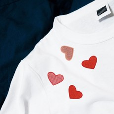 와펜 패션잡화 하트형 자수패치 레드계열 의류부착