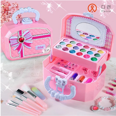 다렌 키즈뷰티 프로페셔널 장남감 선물박스 화장품놀이 화장가방 완구세트 메이크업 박스, 1세트, 리본 토트백 메이크업 선물 세트