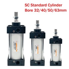 더블 액팅 알루미늄 표준 공압 실린더 SC32 40 50 63mm 스트로크 25-1000mm, Stroke 25mm, SC40 Bore 40mm, 1개