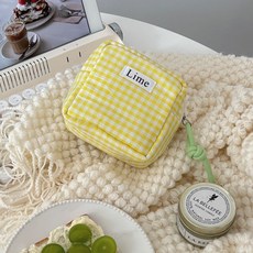 小日子 格紋衛生棉收納包，小化妝包，耳機收納包