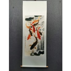裝飾畫掛畫 玄關裝飾畫 九魚圖豎軸, 參考詳情頁