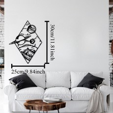 플래닛 메탈 월아트 미니멀 라인 지오메트릭 인테리어 소품 거실 장식, black, 12in