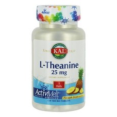 KAL L-茶氨酸補充錠 鳳梨味 25mg, 120 件, 1個