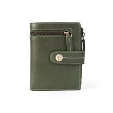 CALTAN 真皮短夾 雙拉鍊扣式英倫風多隔層卡位錢包