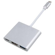 3 in 1 USB C 도킹 스테이션 USB C 허브 C 타입 to HDMI 어댑터 익스텐션 케이블 USB 3.0 컨버터 PC 노트북 맥북 PR용 40K3 0Hz, [02] 실버, 4)Silver