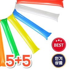 5+5 응원도구 막대풍선 큰소리 체육대회 운동회 응원봉, r레드, 10개, r레드