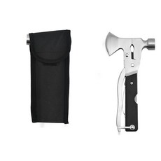 十六合一 多功能安全錘 戶外野營 工具鉗 救生錘, 1個, 膠柄斧頭鎚+軟尼龍袋