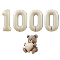 베르트폴 파티 기념일 대형 풍선세트, 테디베어 1000, 1세트, 크림