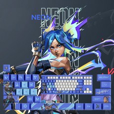 SimHm 발로란트 키캡 스킬 세트 기계식 키보드 PBT 포인트 커스텀게이밍 굿즈 valorant keycaps Esc, 29 KEYS, 네온neon