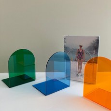 아크릴 컬러 북엔드 투명 책칸막이 책꽂이 4종 han+0296pg, 그린
