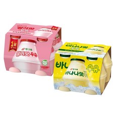 빙그레 바나나맛우유240ml 바나나맛1묶음＋딸기1묶음/(총8개입) 냉장무배