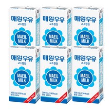 매일유업 멸균우유 고소한맛, 6개, 200ml