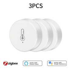 123pcs Tuya ZigBee 미니 온도 및 습도 센서 실내 감지기 지원 Alexa 홈 음성 App 제어, 3)3pcs