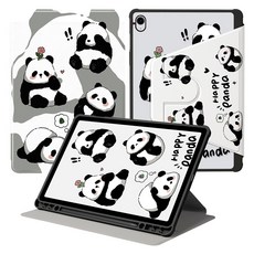 DUNNO 회전 가능 패턴 디자인 아크릴 삼성 탭 케이스, 1개, 5-Happy Panda 1개, 5-Happy Panda