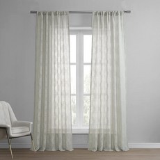 HPD Half Price Drapes 패턴 리넨 시어 커튼 거실용 127 x 243cm(50 x 96인치) (패널 1개) SHCH-11701-96 칼레 타일