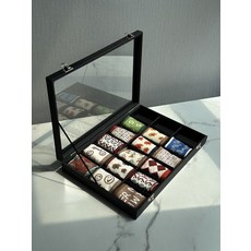 스카프 보관함 속옷 수납 보관 정리정돈 팬티 세트, 벨벳 검정색 18구