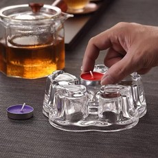 하트 유리 티포트워머 주전자 내열 보온 커피 컵 가열 다기 선물, 하트형