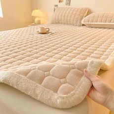밀크 벨벳 매트리스 플리스 소재 침대 시트 커버 가을용 보호대, 5. apricot / C. 180x200cm, 1개