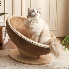 원형 사이잘 로프 고양이 소파형 침대 스크래처 베드, 브라운, 1개