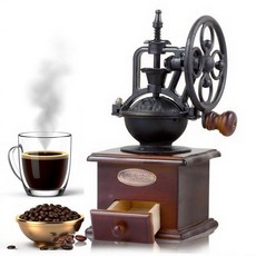 빈티지 수동 커피 그라인더 메이커 - 단단한 나무 베이스와 서랍 파우더 박스가 있는 고경도 세라믹 코어 콩 그라인더 가정용 클래식 그라인더268940, 빈티지 수동 커피 그라인더 메이커 - 단단한 나무 베이