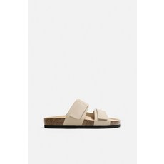 ZARA 더블 스트랩 레더 샌들 - 크림 화이트 452717166