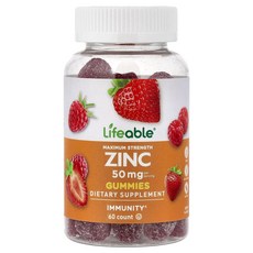 아이허브 Maximum Strength 아연 구미젤리 베리 50mg 구미젤리 60개(구미젤리 1개당 25mg), 1개