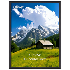 olivet 우드그레인 인테리어 액자 벽걸이 스탠드 겸용 무타공 사진틀, 1개, 검정색