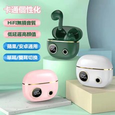 無線藍牙耳機 迷你輕巧 電量顯示 高音質 快速連接, 白色, 1個, 3057白