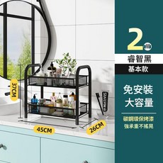 三層置物推車 加粗加厚 送掛鉤x4 送輪子x4, 二層黑 檯面款無贈品, 1套