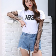 자외선 차단 드라이빙 슬리브 덧신 듀얼 그물 롱 레이스 아이스 슬리브, 번개블랙, 6개