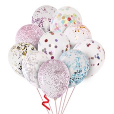 컨페티 풍선 모음 꽃가루 투명 생일 파티용품 이벤트 콘페티, 2별 컨페티풍선 페이퍼/화이트