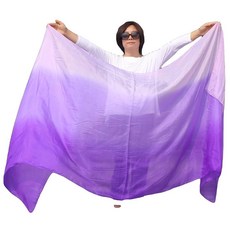Winged Sirenny 2.8m3야드 벨리 댄스 실크 베일 그라데이션 색상 리얼 럭셔리 벨리댄스 스카프 손으로 감은 가장자리 그린 140920, 퍼플 그라데이션