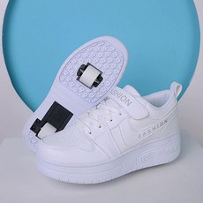 휠리스운동화 바퀴달린신발 충전 롤러스케이트 롤러슈즈, 1개, 01 화이트 더블 휠