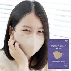 굿필링 컬러 새부리형 마스크 KF94 중형, 25개입, 4개, 베이지