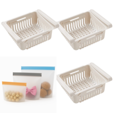 비바리카 냉장고 확장형 선반 트레이, 3개, 화이트 싱크