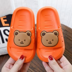 兒童拖鞋夏男女中大童小學生一字拖寶寶浴室洗澡防滑居家軟底涼拖, 1個, 橘色