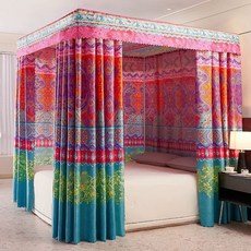 침대 암막 캐노피 공주풍 핑크 가림막 사각 체크 커튼 설치 1.2mx2.0mx1.95m 인, U. 민족풍