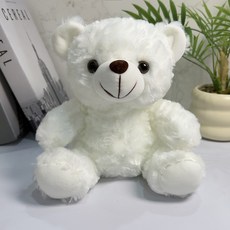 泰迪熊玩偶熊公仔玩偶毛絨玩具畢業禮物印製LOGO企業活動宣傳玩偶, 1個, 白色裸熊:坐高18cm