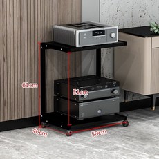 오디오랙 장식장 앰프 선반 스피커 스탠드 공간절약, 2칸 강화 B형 블랙 프레임 블랙월넛, 기본 색상