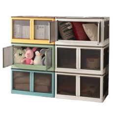 iSOJI 대용량 리빙박스 다용도 접이식 이동식 정리 수납함, 3개, 화이트