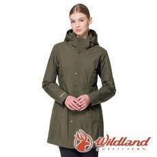 wildland 荒野 女PR棉輕量極暖防水連帽長版外套 雲杉綠 0B32901