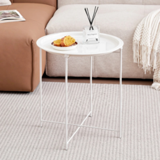 마일드하우스 원형 휴대용 접이식 미니 테이블, 화이트