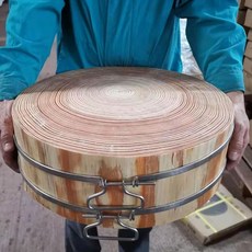 원형 도마 통나무 원형도마 식당 업소용 주방도마 조리도구 주방용품, 1개, J. 소나무재 1240cm 균열방지 3.0 두께 이중강