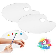 HahnRay미술용 팔레트 아크릴 물감 팔레트 대형 400 x300mm 2mm 투명 타원형 팔레트 2개, 400*300mm