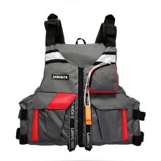 佳瑞斯特 J28 救生衣 成人專業垂釣游泳背心 大浮力 漂流船用, 灰拼紅,均碼, 1個