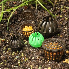 알비료 화분 케이스 비료통 비료 바구니 거름망 원예용 항아리 퇴비 분재 집게발, 브라운 S(뚜껑포함) 50개