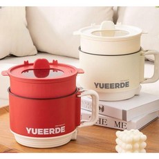 티류으스 접이식 멀티쿠커 전기냄비 1-2인용 기숙사 자취생 간편식 라면 볶음 삶기 다기능 휴대용 소형 전기포트, 18cm, 빨간 더블 레이어 (검은색 라이너/나이스 모델)